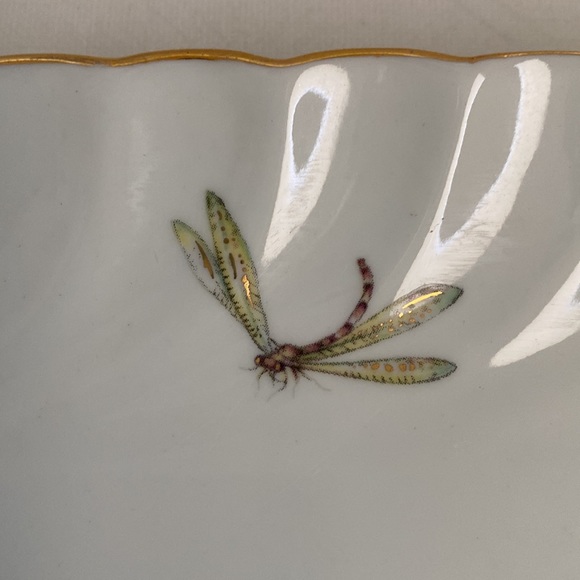 EUC I. Godinger & Co. Jardin 15” Large “Sandwich" Tray leaf bee gold trim - Picture 6 of 10